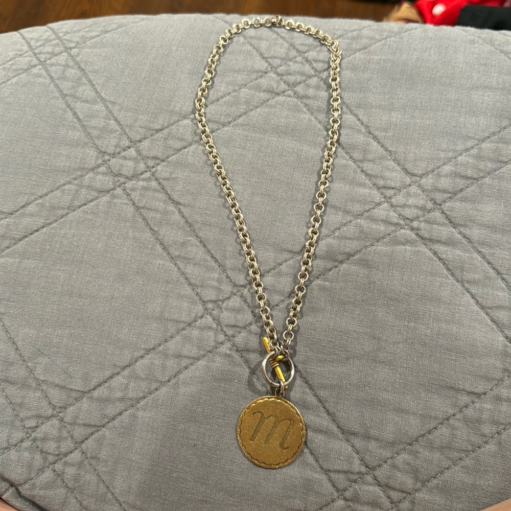 John wind- 2 tone “m” pendant necklace